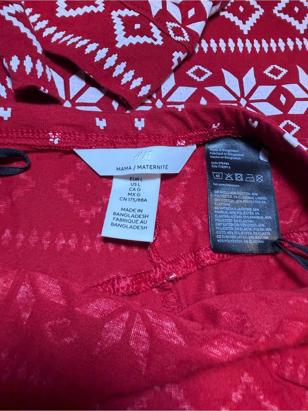 H&M Mama Maternity Red Knit Sleep Top and pants